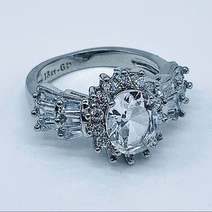 3.05ctw White Gold Plated Sapphire Ring SZ 7